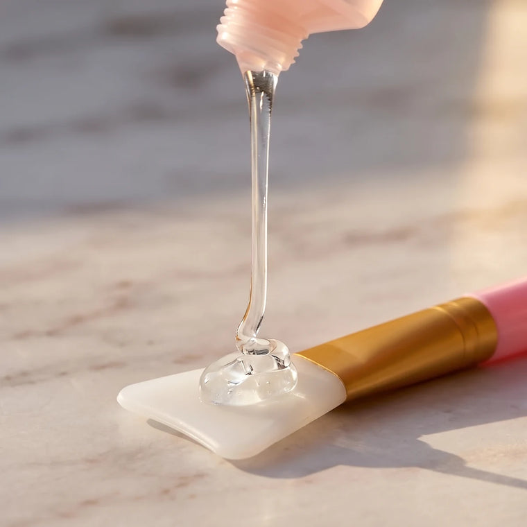 Gel transparente cayendo sobre la cabeza de silicón de la brocha