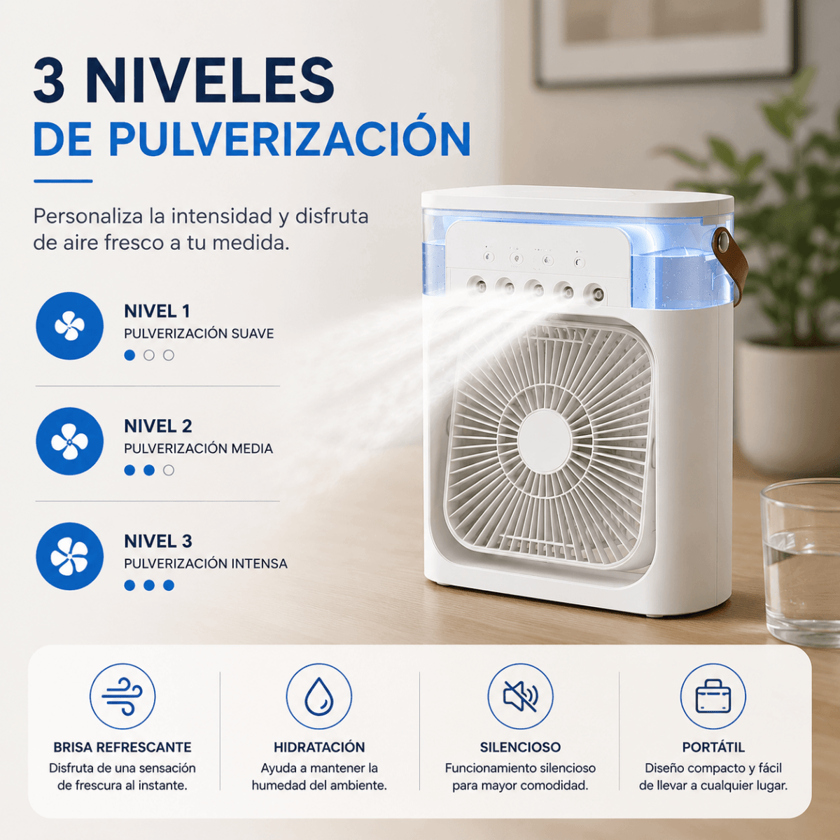 Ventilador Enfriador y Humidificador 3 en 1 - Tateline